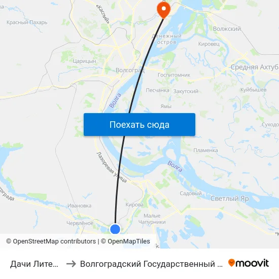 Дачи Литейщиков (А) to Волгоградский Государственный Технический Университет map