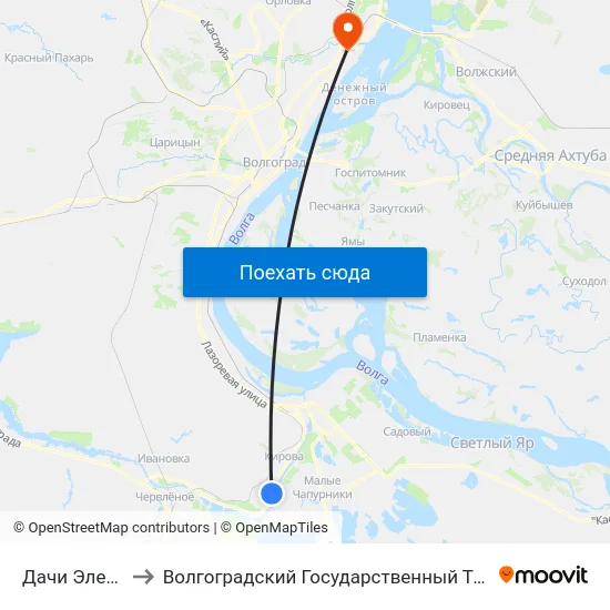 Дачи Электрон (Б) to Волгоградский Государственный Технический Университет map