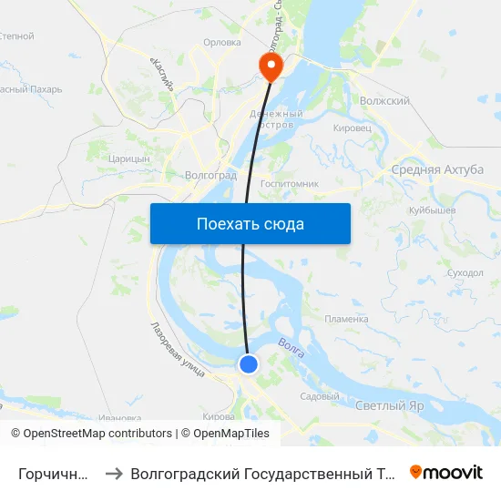 Горчичный Завод to Волгоградский Государственный Технический Университет map