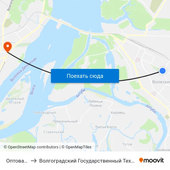 Оптовая База to Волгоградский Государственный Технический Университет map