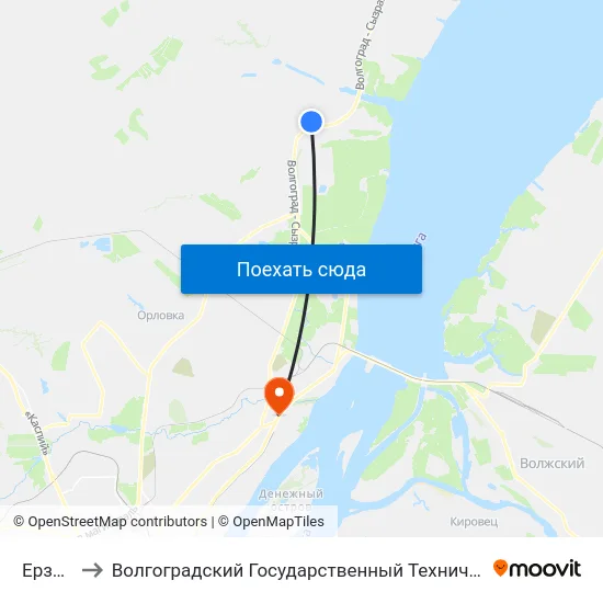 Ерзовка to Волгоградский Государственный Технический Университет map