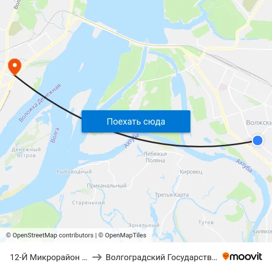 12-Й Микрорайон (Бульвар Профсоюзов) to Волгоградский Государственный Технический Университет map