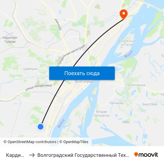 Кардиоцентр to Волгоградский Государственный Технический Университет map