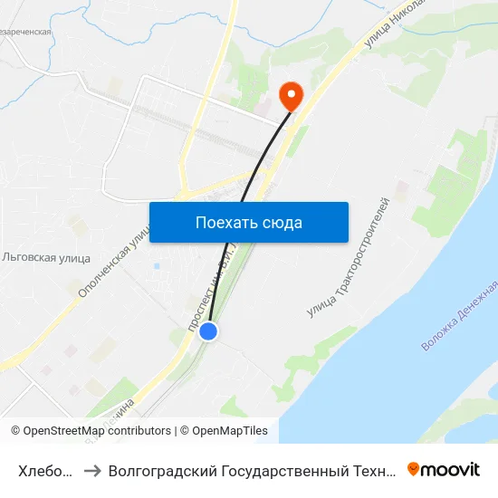 Хлебозавод to Волгоградский Государственный Технический Университет map