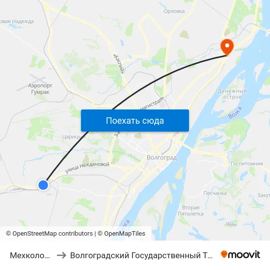 Мехколонна №65 to Волгоградский Государственный Технический Университет map