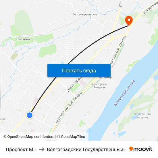 Проспект Металлургов to Волгоградский Государственный Технический Университет map