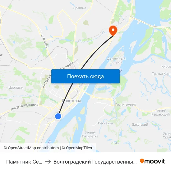 Памятник Североморцам to Волгоградский Государственный Технический Университет map