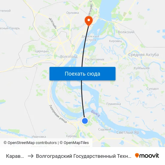 Караванная to Волгоградский Государственный Технический Университет map