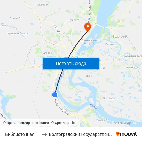 Библиотечная (Ул. Писемского) to Волгоградский Государственный Технический Университет map