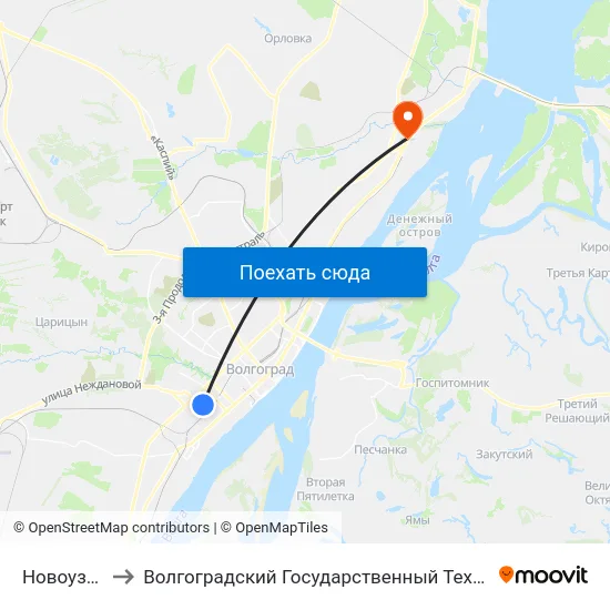 Новоузенская to Волгоградский Государственный Технический Университет map