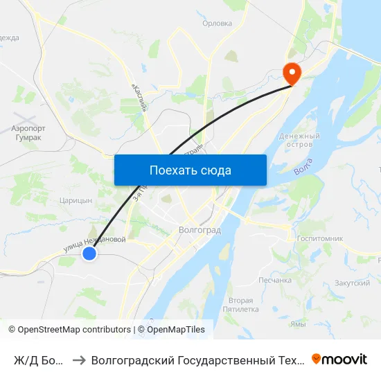 Ж/Д Больница to Волгоградский Государственный Технический Университет map