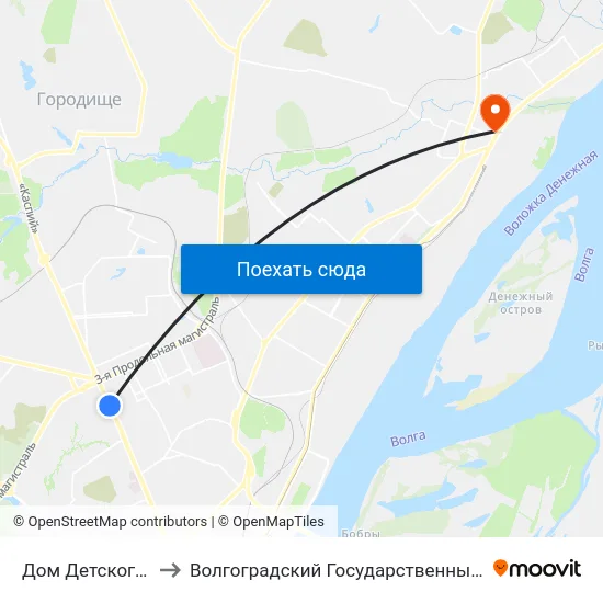 Дом Детского Творчества to Волгоградский Государственный Технический Университет map