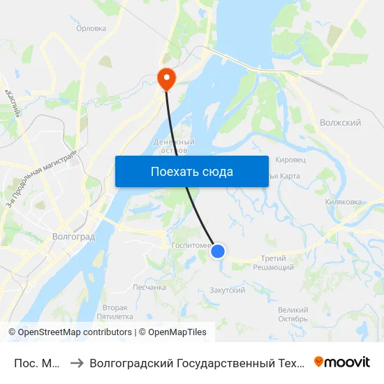 Пос. Маслово to Волгоградский Государственный Технический Университет map