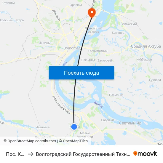 Пос. Кирова to Волгоградский Государственный Технический Университет map