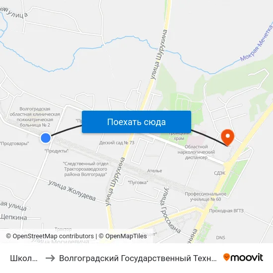 Школа №17 to Волгоградский Государственный Технический Университет map