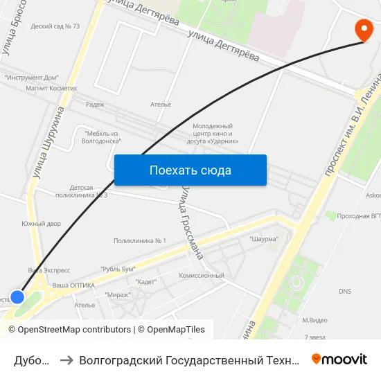 Дубовская to Волгоградский Государственный Технический Университет map