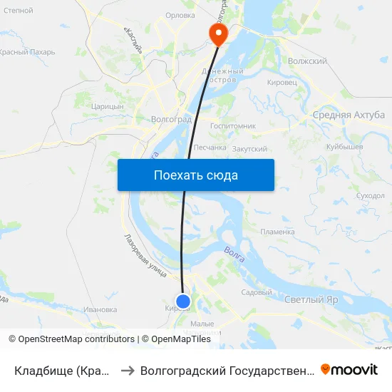 Кладбище (Красноармейский Р-Н) to Волгоградский Государственный Технический Университет map