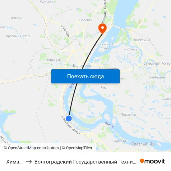 Химзавод to Волгоградский Государственный Технический Университет map