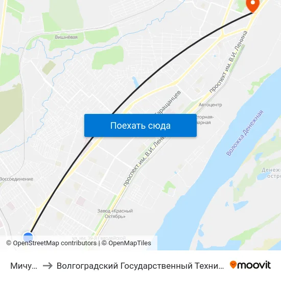 Мичурина to Волгоградский Государственный Технический Университет map