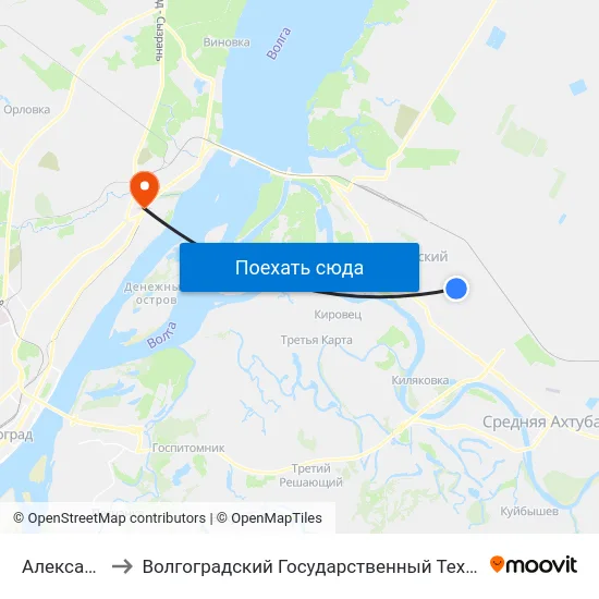 Александрова to Волгоградский Государственный Технический Университет map