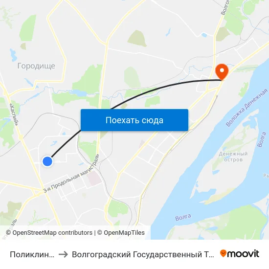 Поликлиника №18 to Волгоградский Государственный Технический Университет map