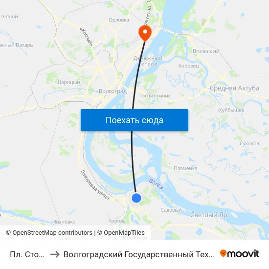 Пл. Столетова to Волгоградский Государственный Технический Университет map