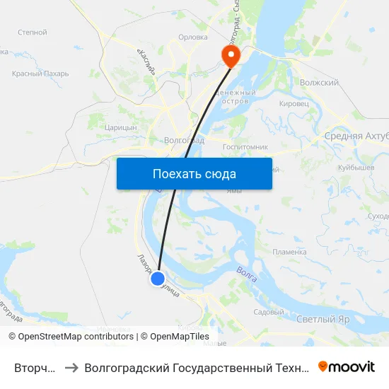 Вторчермет to Волгоградский Государственный Технический Университет map