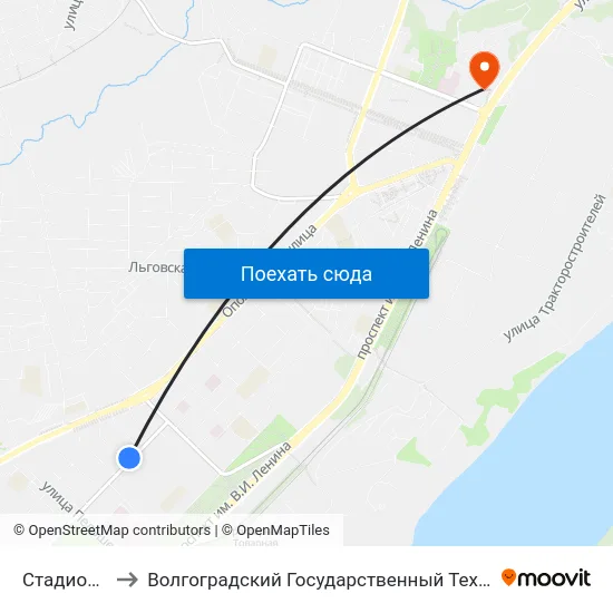 Стадион Зенит to Волгоградский Государственный Технический Университет map