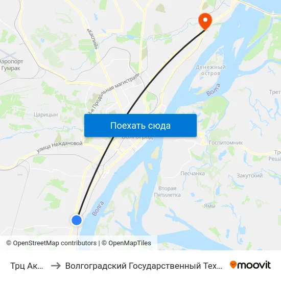 Трц Акварель to Волгоградский Государственный Технический Университет map