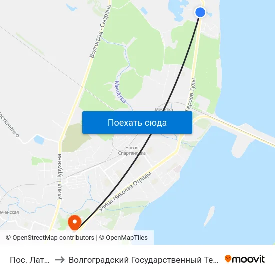 Пос. Латошинка to Волгоградский Государственный Технический Университет map