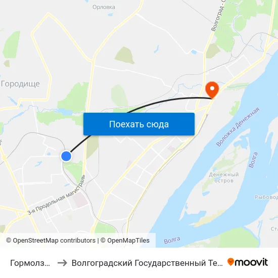 Гормолзавод №3 to Волгоградский Государственный Технический Университет map
