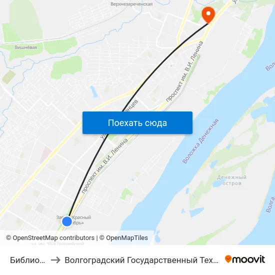 Библиотечная to Волгоградский Государственный Технический Университет map