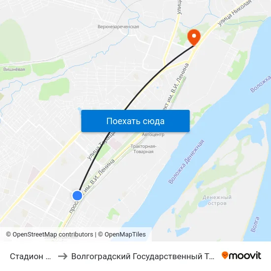 Стадион Монолит to Волгоградский Государственный Технический Университет map