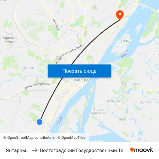 Янтарный Город to Волгоградский Государственный Технический Университет map