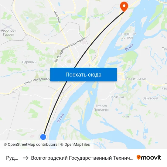 Руднева to Волгоградский Государственный Технический Университет map