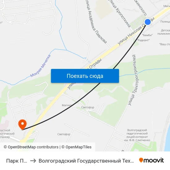 Парк Памяти to Волгоградский Государственный Технический Университет map