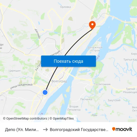 Депо (Ул. Милиционера Буханцева) to Волгоградский Государственный Технический Университет map