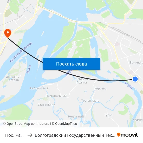Пос. Рабочий-1 to Волгоградский Государственный Технический Университет map