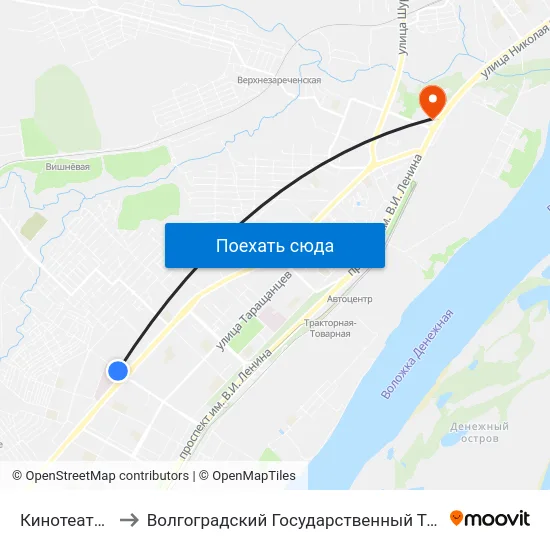 Кинотеатр Юность to Волгоградский Государственный Технический Университет map