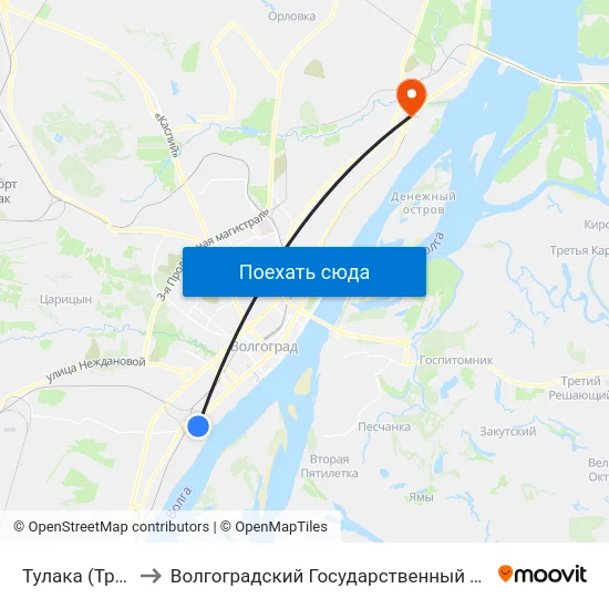 Тулака (Троллейбус) to Волгоградский Государственный Технический Университет map
