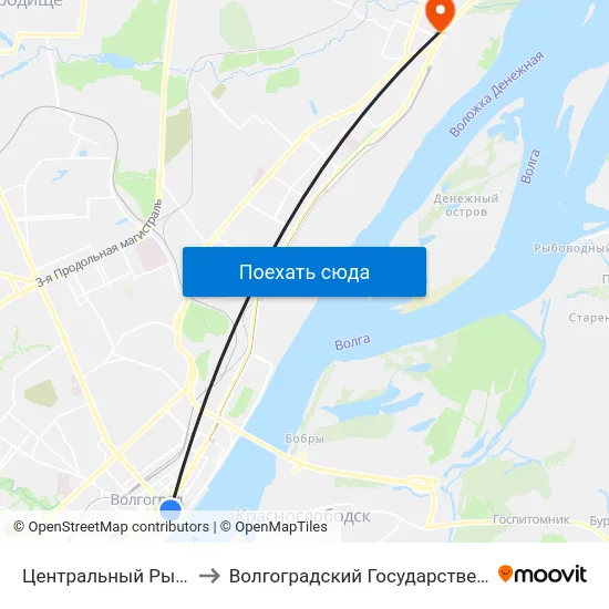 Центральный Рынок (По Требованию) to Волгоградский Государственный Технический Университет map