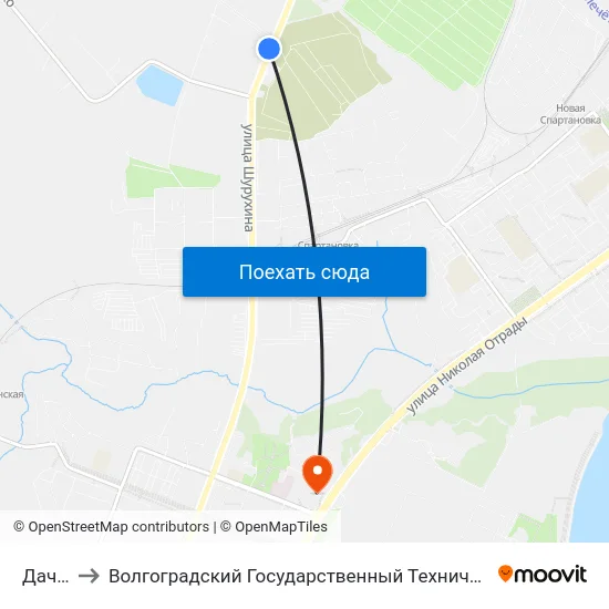 Дачная to Волгоградский Государственный Технический Университет map