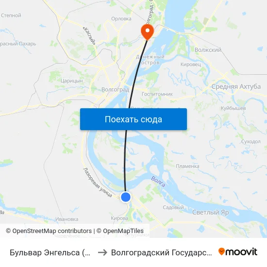 Бульвар Энгельса (Бульвар Фридриха Энгельса) to Волгоградский Государственный Технический Университет map