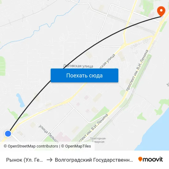 Рынок (Ул. Германа Титова) to Волгоградский Государственный Технический Университет map
