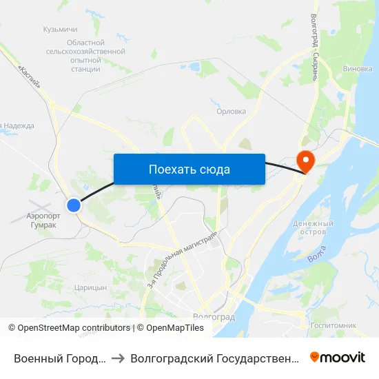 Военный Городок (Пос. Гумрак) to Волгоградский Государственный Технический Университет map