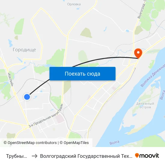 Трубный Завод to Волгоградский Государственный Технический Университет map