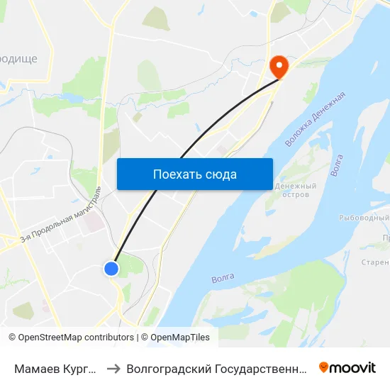 Мамаев Курган (Телецентр) to Волгоградский Государственный Технический Университет map