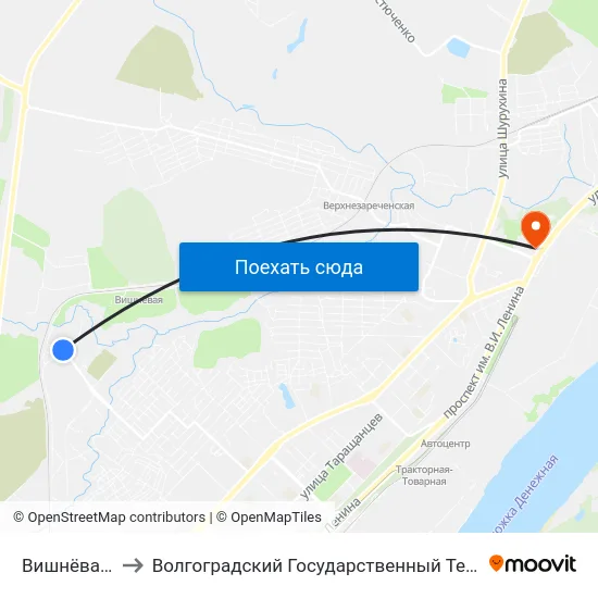 Вишнёвая Балка to Волгоградский Государственный Технический Университет map
