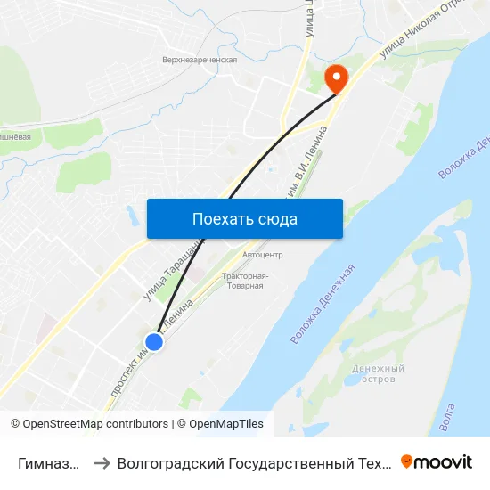 Гимназия №14 to Волгоградский Государственный Технический Университет map