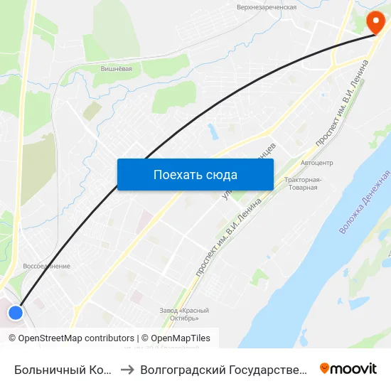 Больничный Комплекс (Конечная) to Волгоградский Государственный Технический Университет map